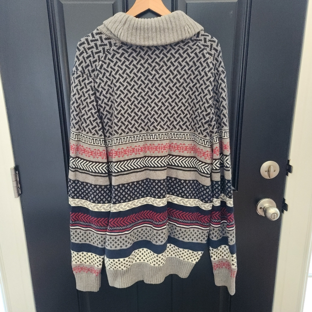 90's Tommy Hilfiger Geometric Print Pullover Shawl Collar Y2K - Picture 2 of 14